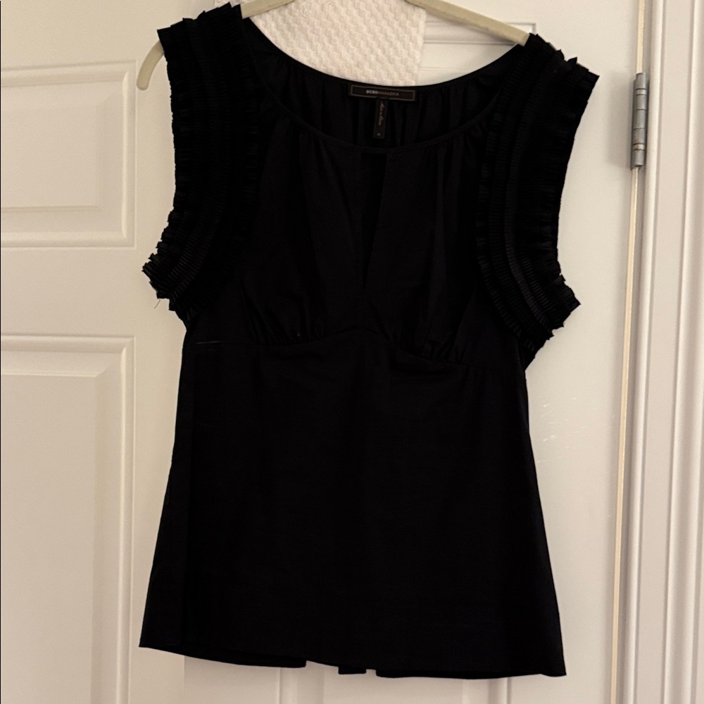 BCBGMaxAzria Black Ruffled Blouse